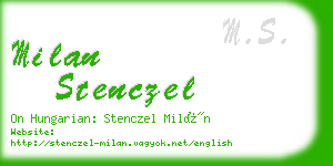 milan stenczel business card